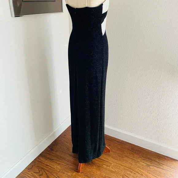 Vintage 90s Cache Halter Sparkle Black & White Formal Dress - Picture 2 of 16